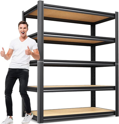 71"H x 35"W Heavy Duty Garage Shelving, 5-Tier Adjustable Metal Storage Shelves by CreatingaComfortableLiving