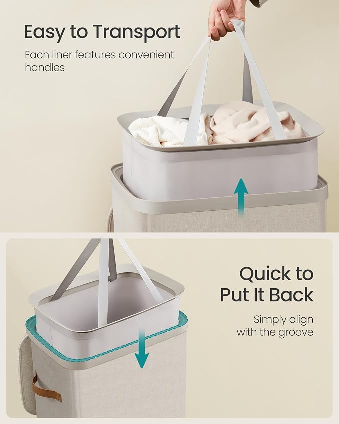 SONGMICS Laundry Basket, 26.4 Gal. Laundry Hamper, Easy Assembly, - Image 5