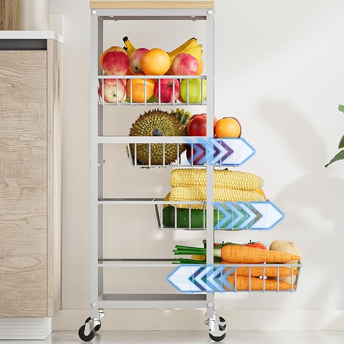 Snack Cart, 5-Tier Kitchen Carts on Wheels - Image 4