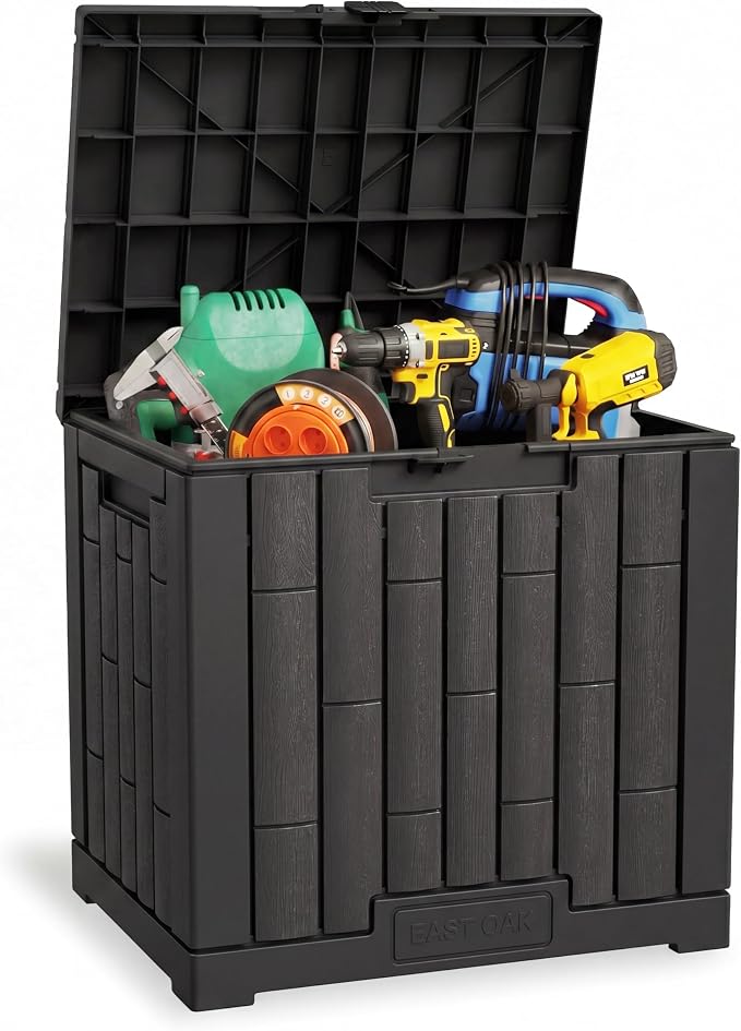 EAST OAK 31 Gallon Outdoor Storage Box, Waterproof Deck UV-Resistant Resin Bin by EASTOAK