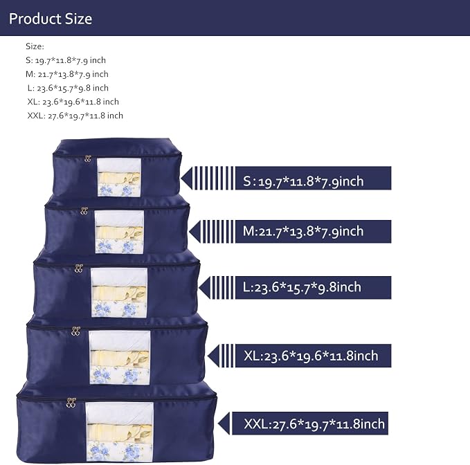 Comforter Storage Bags Pack of 2, Pillow Beddings/Blanket Clothes Organizer - Image 5