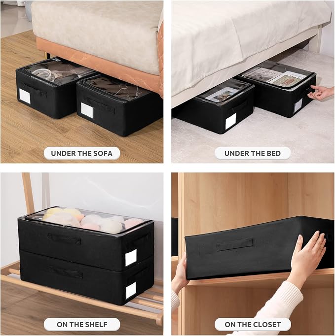 Under Bed Storage Bins Frame Storage Box Oxford Fabric Sturdy Underbed - Image 3
