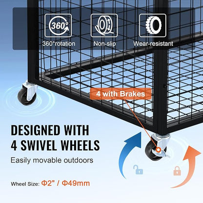 VEVOR Rolling Sports Ball Storage Cart, Lockable Basketball Cage - Image 3