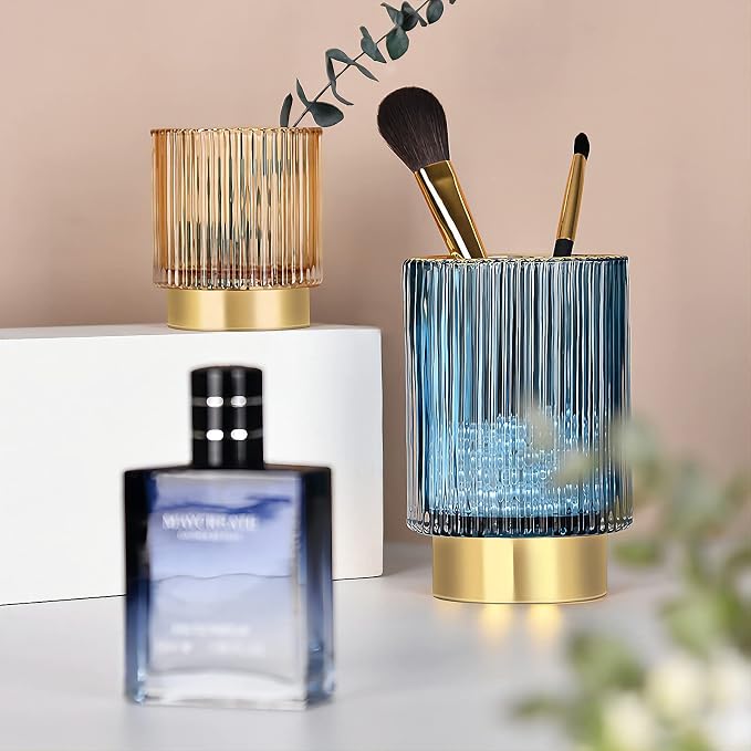 DASITON Makeup Brush holder Organizer, Crystal Cosmetic Makeup Brush Glass - Image 2