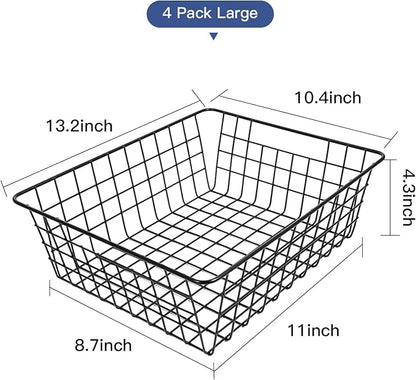 Wire Baskets for Organizing 4 Pack Pantry Storage Baskets 13.2x10.4x4.3 in | - Image 2