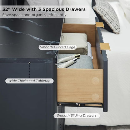 T4TREAM Fluted 3 Drawer Dresser, Curved Profile Design, Wood Drawer Organizer - Image 5
