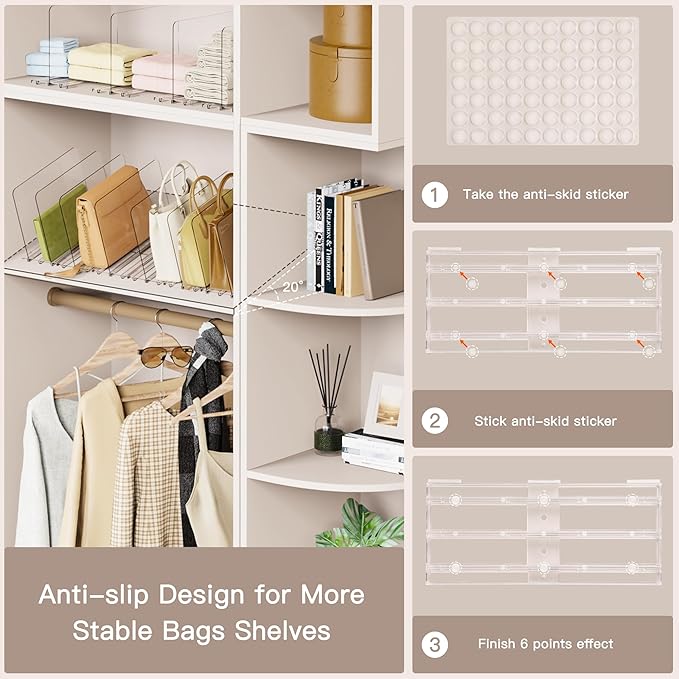Criusia Adjustable Closet Purse Organizer Rack – 28.8" Extra-Long Shelf Divider - Image 4