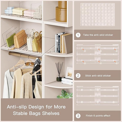 Criusia Adjustable Closet Purse Organizer Rack – 28.8" Extra-Long Shelf Divider - Image 4