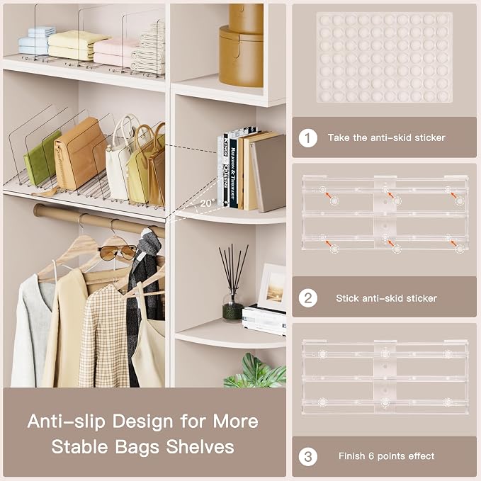 Criusia Adjustable Closet Purse Organizer Rack – 28.8" Extra-Long Shelf Divider - Image 5
