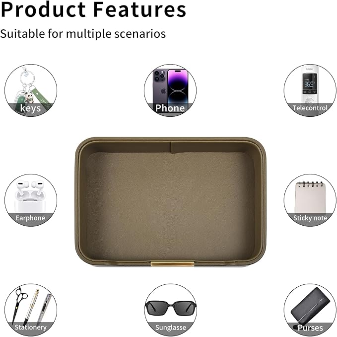 Luxury Leather Valet Tray Desktop Storage Organizer, Bedside Vanity Catchall - Image 6