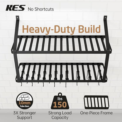 KES 150 lb High-Capacity Pot Rack Wall Mounted - Image 2