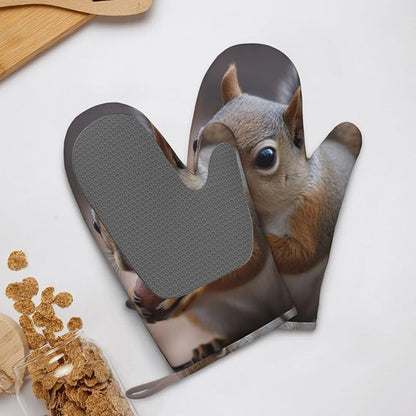 Cute Squirrel Print Oven Mitts Set of 2, Heat Resistant Silicone Oven Mittens - Image 9