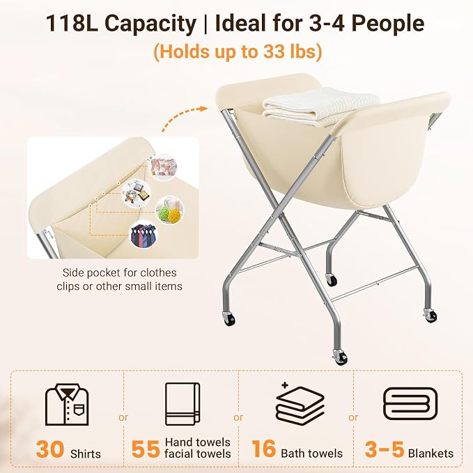 ELYKEN Collapsible Laundry Cart - Image 4