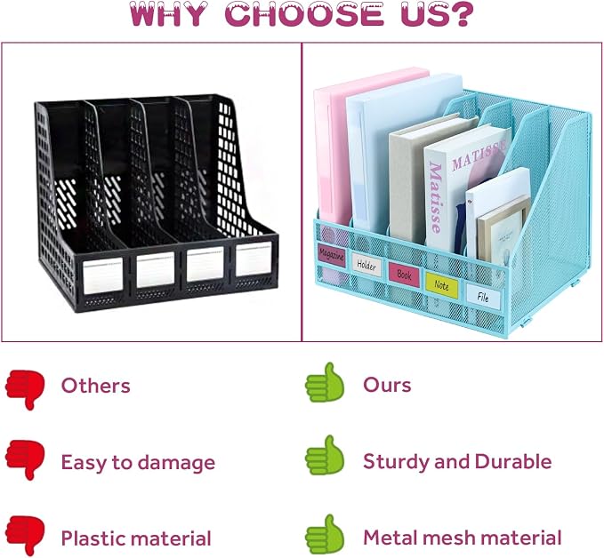 Desk Organizers, Metal Magazine File Holder - Image 4