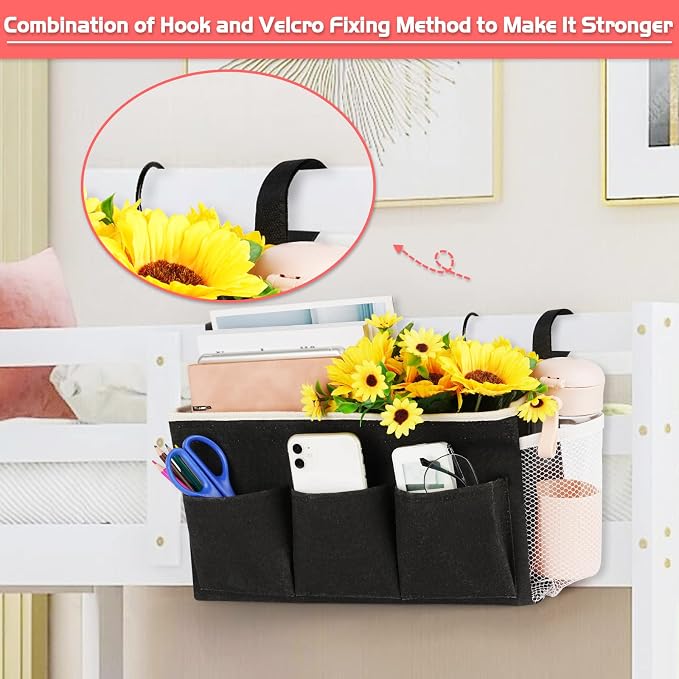 Loghot Bedside Caddy/Bedside Storage Bag Hanging Organizer - Image 3