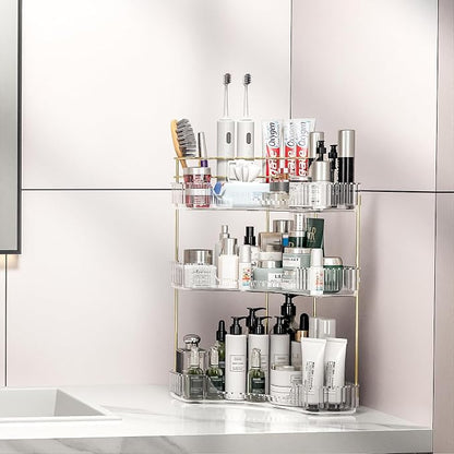 Makeup Organizer Countertop 3 Tier, Corner Bathroom Countertop Organizer - Image 3