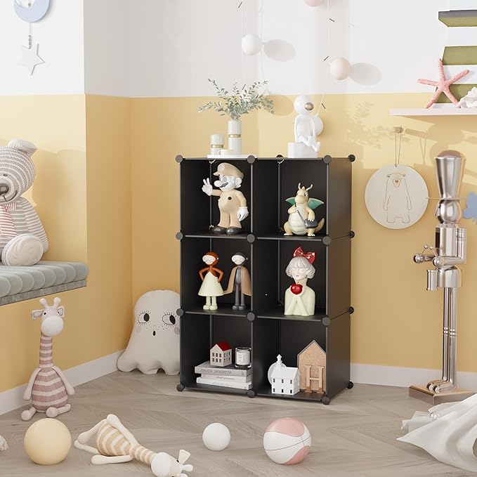 C&AHOME 6-Cube Storage Organizer, Stackable Storage Cubes Shelves, Portable - Image 4