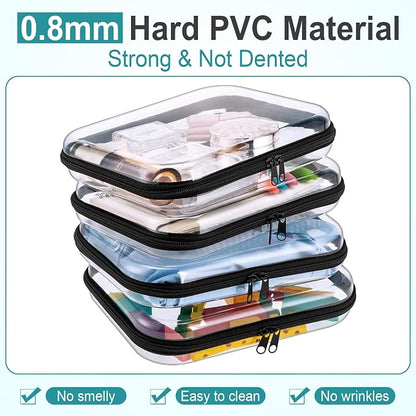 Sanwuta 6 Pcs Clear Hard Zipper Case Hard Plastic Zipper Pouches Transparent - Image 4
