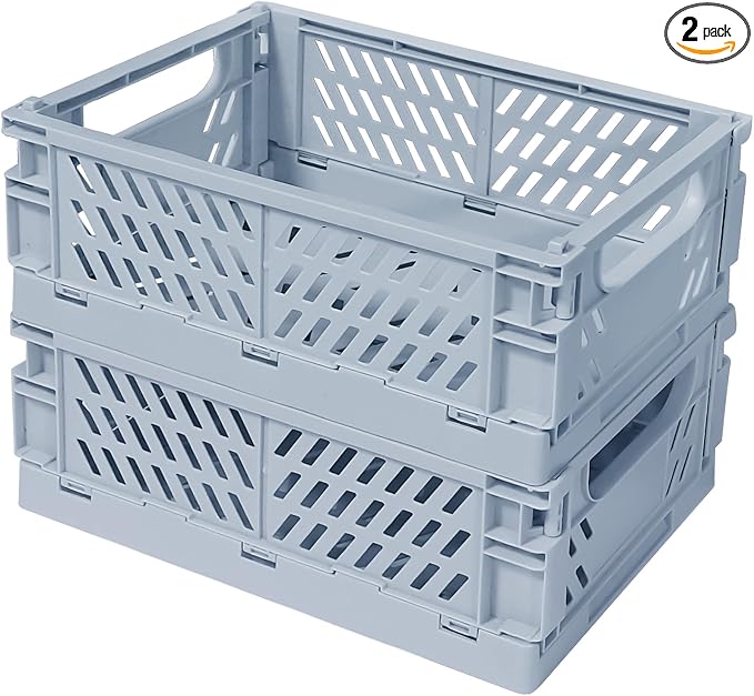 Small Pastel Plastic Storage Bins 2Pcs Foldable Pastel Crates Plastic Basket by Tobesonuoze