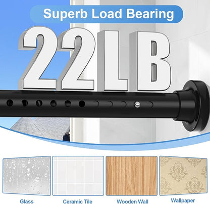 Long Tension Curtain Rod 40-148inch Black Shower Curtain Rods no Drilling - Image 3