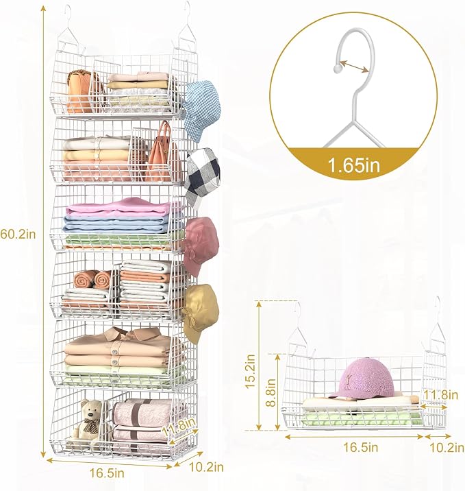 6 Tier Extra Large Hanging Closet Organizer, Closet Storage Hanging - Image 3