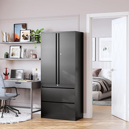 2-Drawer Metal File Cabinet, Lateral Vertical Filing Cabinets - Image 2