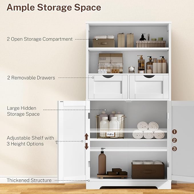 Iwell Tall Bathroom Cabinet, Storage Cabinet - Image 4