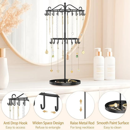 MODOWEY Rotating Necklace Holder Organizer Display Stand - Image 5