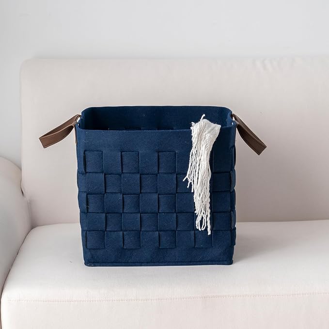 boldmonkey Storage Basket 3 Pack, Cube Felt Fabric Storage Box - Image 5