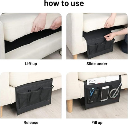 Bedside Storage Organizer with 4 Pockets, Bedside Caddy, Remote Control Holder - Image 5