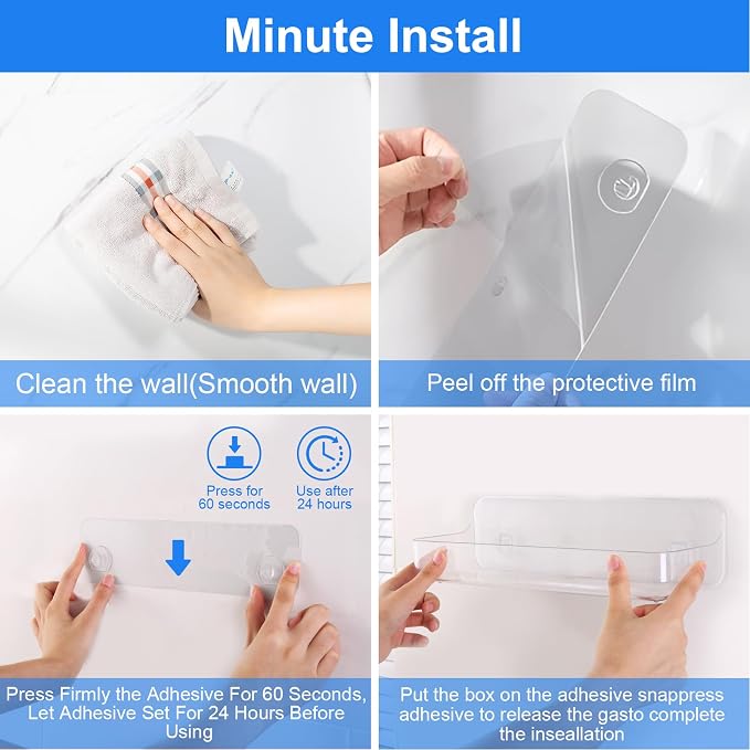 Diesisa Acrylic Wall Mount Organizer, Adhesive Shelves, Shower Caddies - Image 5