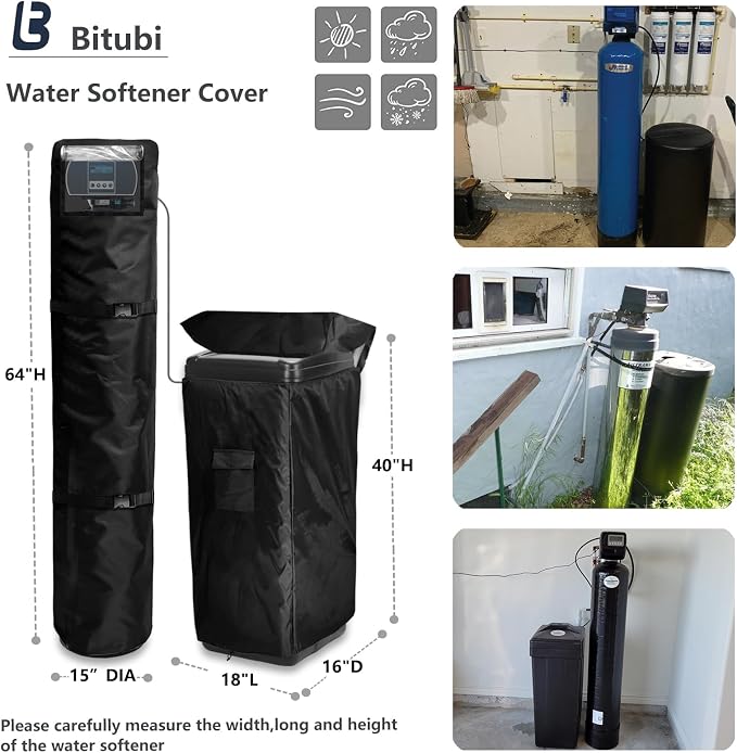 Bitubi 2Pcs Water Softener Cover, Outdoor Softener Tank/Filter Cover + Brine - Image 2