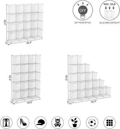 C&AHOME Wire Cube Storage, 16-Cube Organizer Metal Grids Storage, Storage Bins - Image 3
