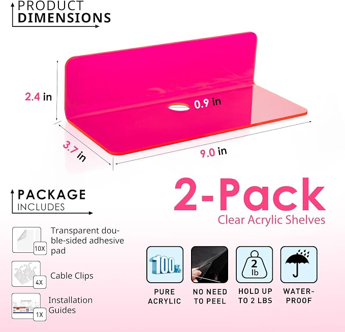 OAPRIRE Acrylic Floating Shelves Set of 2 - Image 2