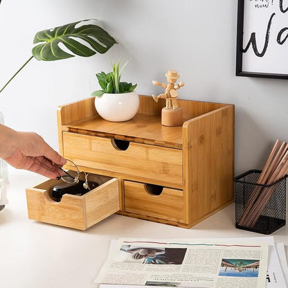Rustic Distressed white 3-Tier Bamboo Desk Organizer - Image 5
