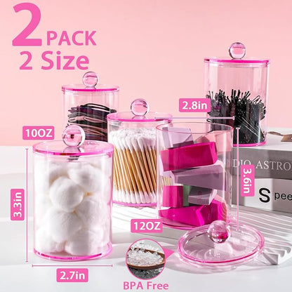 2 Pack Qtip Holder, Canister Apothecary Jar Set, Bathroom Jars - Image 2