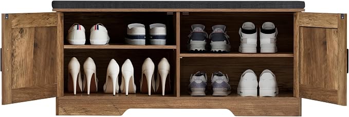 HOMSHO Farmhouse Shoe Storage Bench - Image 9