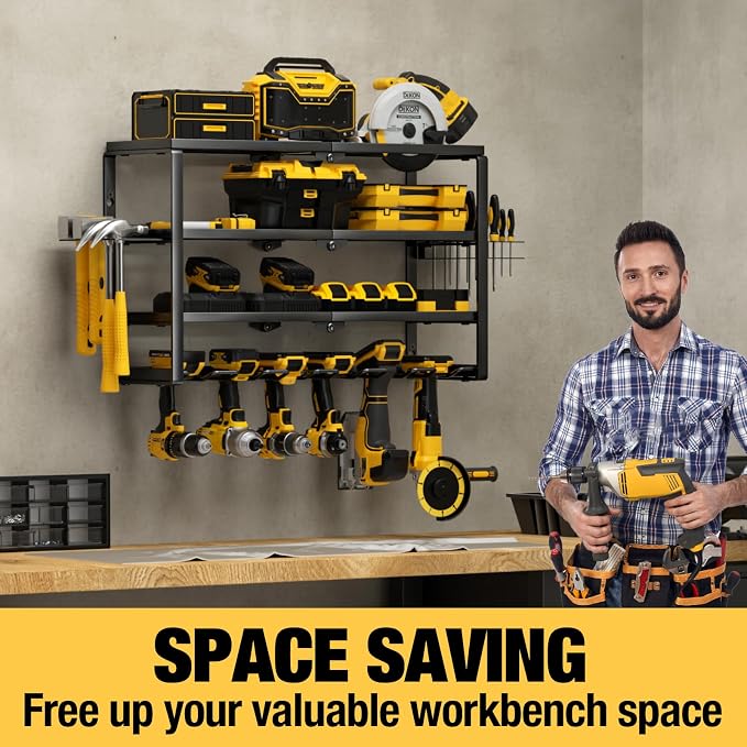 YYR 4 Layer Power Tool Organizer Wall Mount, Cordless Drill Hanger Storage Rack - Image 4