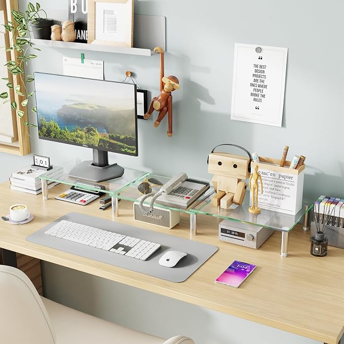 Simple Trending Dual Monitor Stand Riser, Computer Office Desktop Organizer - Image 6