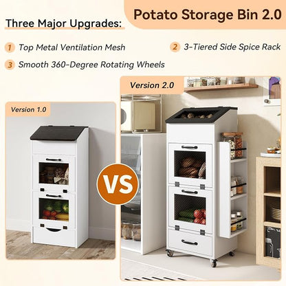 Verano Garden 16.0" Potato and Onion Storage Bin on Wheels, Bread Box | Fruit - Image 7