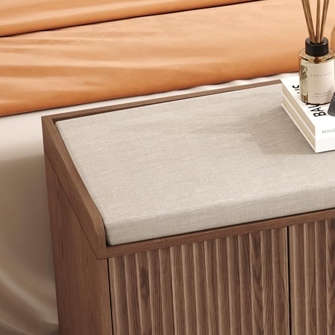 HOMEFORT 47.2" Fluted Shoe Storage Bench, Entryway Bench - Image 9