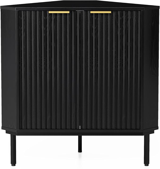 Fluted Corner Cabinet, Modern Small Corner Floor Cabinet - Image 8