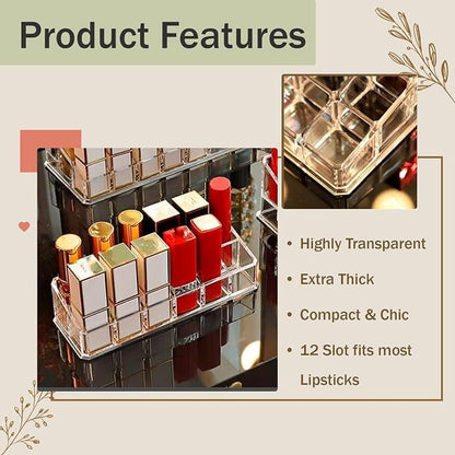 4 Pack Lipstick Organizer, 12 Slot Clear Acrylic Lipstick Holder, Makeup - Image 3