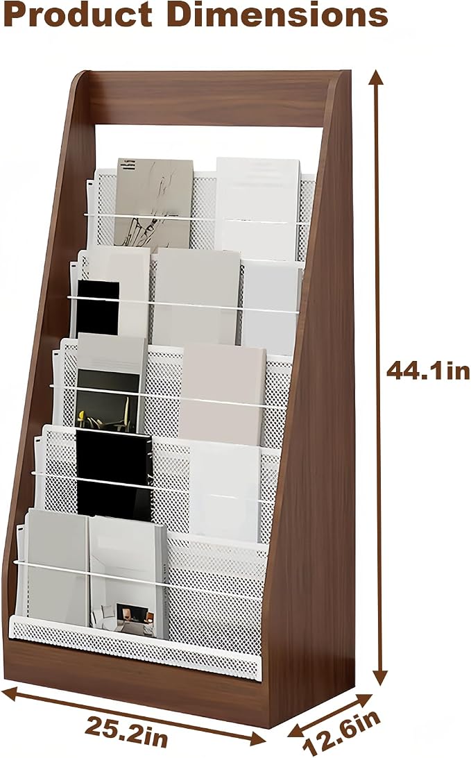 Brochure Display Rack, 4 Layer Floor-Standing Magazine Rack, Literature - Image 2