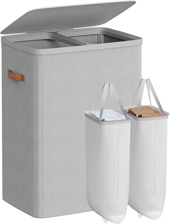 SONGMICS Laundry Basket, 44.9 Gal. Laundry Hamper, 2 Compartments, Easy Assembly by SONGMICSbySONGMICSHOME