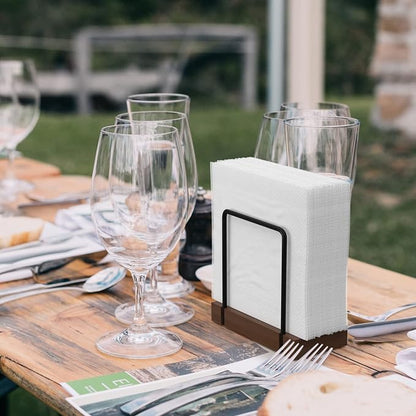 Napkin Holder for Table, Bamboo Iron Standing Napkin Dispenser for Dining Table - Image 4
