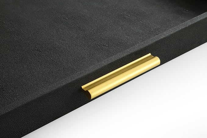 HofferRuffer Extra Large Square Serving Tray, Elegant Faux Leather Ottoman Tray - Image 3