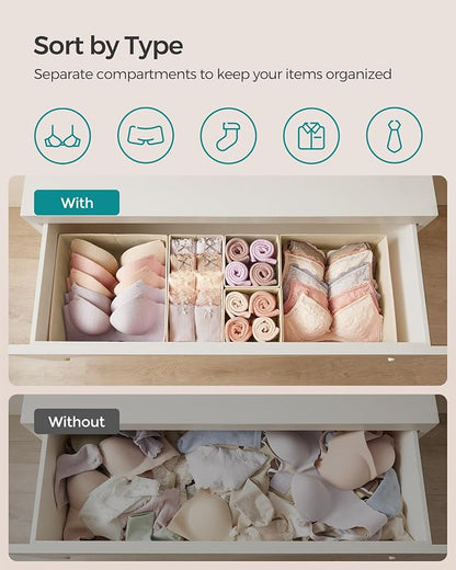 SONGMICS Drawer Organizers, Dresser Divider Organizers, Foldable Fabric Storage - Image 3