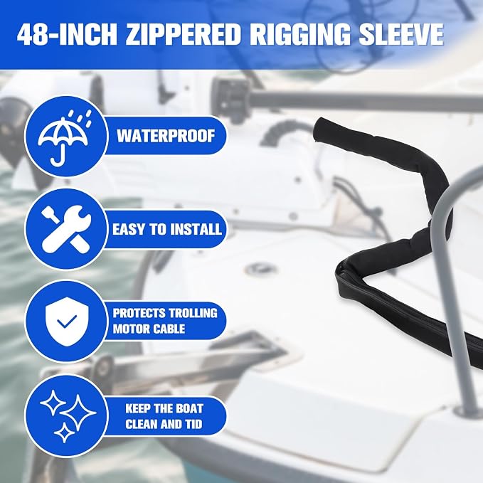 48inch Neoprene Trolling Motor Cable Sleeve 2'' Dia Cable Organizer | Protect & - Image 3