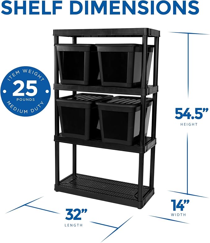 Gracious Living 4 Shelf Fixed Height Ventilated Medium Duty Shelving Unit - Image 3